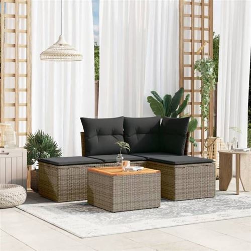 Non Communiqué Gris Vidaxl Salon De Jardin Avec Coussins 5 Pcs, Canapés De Terrasse, Ensemble De Meubles De Patio, Mobilier D'extérieur, 3255920