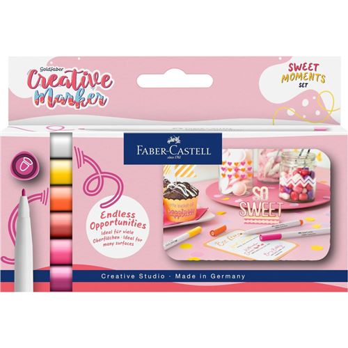 Feutres créatifs - Indélébiles - 6 couleurs Sweet moments - 1,5mm - Faber-Castell Creative marker