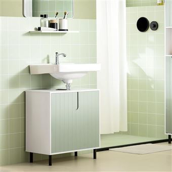 Meuble Sous Lavabo Yaheetech Gris – Armoire De Salle De Bain Avec 1 Tiroir – Rangement Vasque 60x30x60 Cm