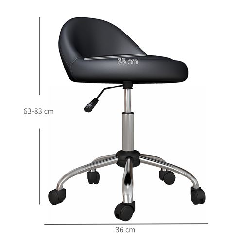 HOMCOM Tabouret De Travail Pivotant 360° - Tabouret à Roulettes Et Ergonomique Avec Dossier Hauteur Assise Reglable 43~1b90bksjppg01 HOMCOM Tabouret De Travail Pivotant 360° - Tabouret à Roulettes Et Ergonomique Avec Dossier Hauteur Assise Reglable 43~1b90bksjppg01
