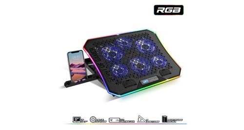 Non Communiqué Bleu Refroidisseur Pc Airblade 1200 Rgb 17" 6 Ventilateurs Led Avec Support Smartphone
