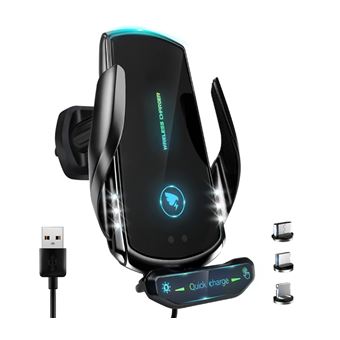 Chargeur de Voiture Sans Fil pour Tous Les Smartphones, Charge Rapide QI 15 W (Noir)-Chronus - 1