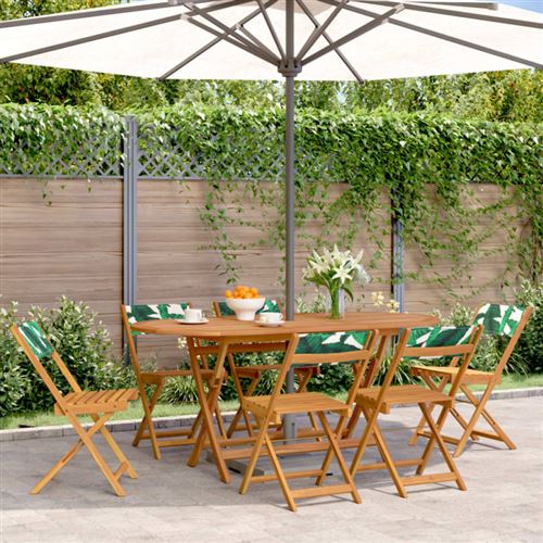 Non Communiqué Vert Chaises De Jardin Pliantes Lot De 6 Tissu Et Bois Massif