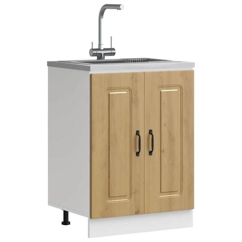 VIDAXL - Meuble Bas pour Évier Kalmar - Chêne Artisanal - Meuble de Cuisine - Image 3