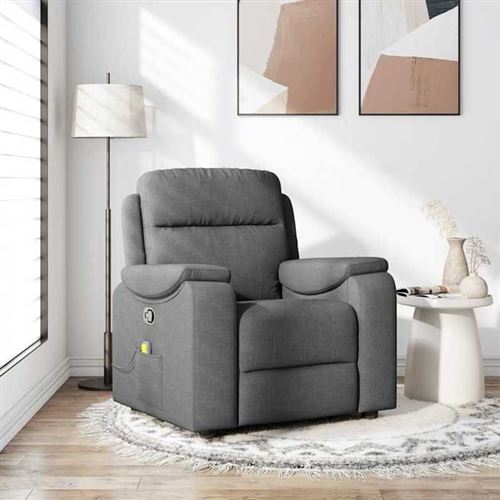 vidaXL Fauteuil de massage, relaxation tissu gris foncé