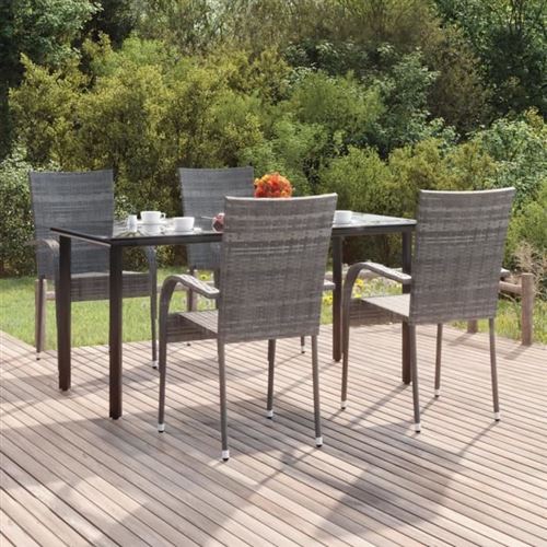 Non Communiqué Gris 3156664 Vidaxl Ensemble À Dîner De Jardin 5 Pcs Résine Tressée