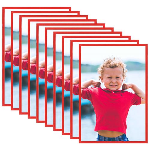 vidaXL Collage de cadres photo 10 pcs au mur table Rouge 13x18 cm MDF