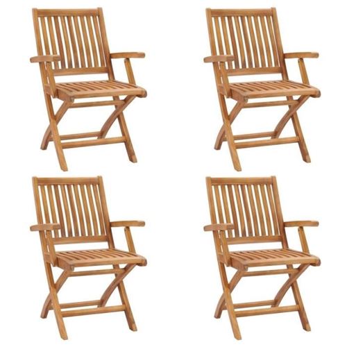 VIDAXL - Chaises de jardin pliables - Lot de 4 - Bois de teck - Image 2