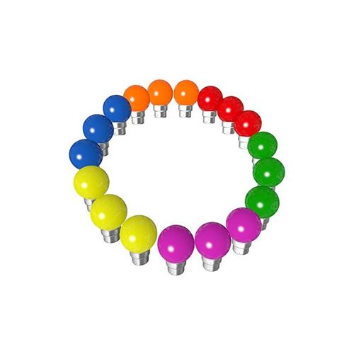 Revenergie 18 Ampoules Multicolore Led B22 Guirlande Guinguette. Rêvenergie. Bleu, Rouge, Vert, Jaune, Orange, Rose