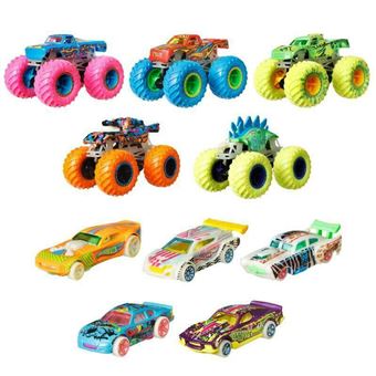Voiture Hot Wheels - Coffret 10 Monster Truck phosphorescent