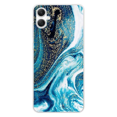 Coque en silicone imprimée compatible Samsung Galaxy A05 Marbre Bleu Pailleté