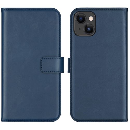 Étui de téléphone portefeuilen cuir véritabpour iPhone 13 - Bleu Selencia