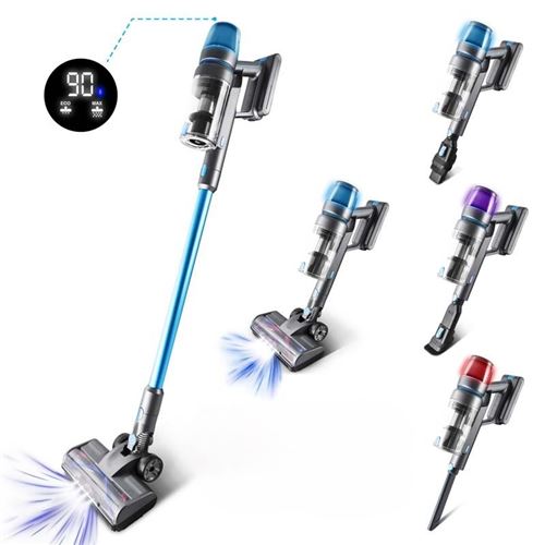 Aspirateur Balai Sans Fil Digital Bleu Et Gris 450w F45 De 