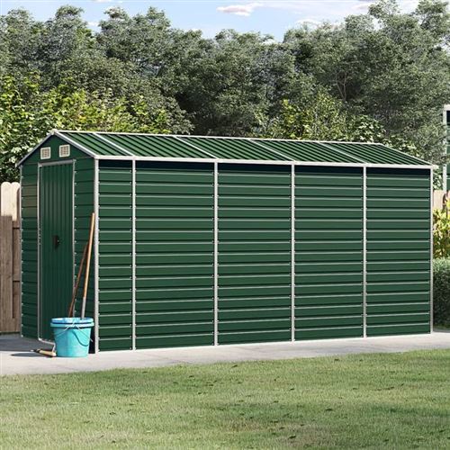 Vidaxl Abri De Jardin Vert 191x385x198 Cm Acier Galvanis&eacute;