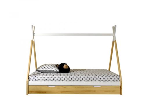Non Communiqué Beige Lit Tipi Avec Tiroir En Bois Naturel