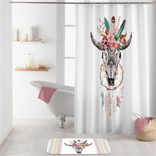 rideau de douche +crochets 180 x 200 cm polyester imp. buffle spirit des. place