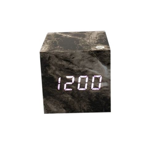 Commande Vocale Calendrier Thermomètre Numérique Led Alarme Horloge en Bois Usb / Aaa Noir PL567