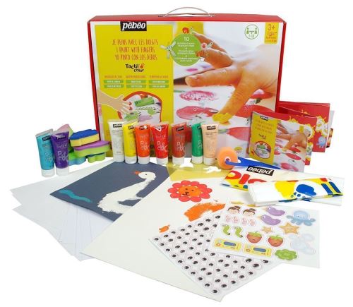 Pebeo Gedeo Arty's - Coffret mon atelier tactilcolor avec stickers et supports à peindre Atelier