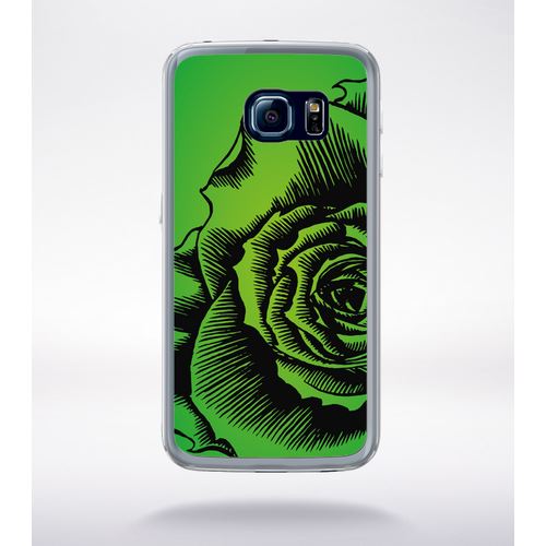 Coque Fleur Fond Fond Vert Compatible Samsung Galaxy S6 Edge Transparent