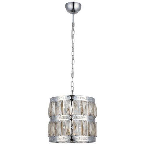 HOMEMANIA Lampe à Suspension Armila - Lustre - Lustre de plafond - Chrome en Métal, Cristal, 25 x 25 x 80 cm, 1 x E27, 40 W