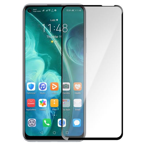 Avizar Film pour Huawei P40 Lite 5G Verre Trempé Biseauté Transparent Contour Noir
