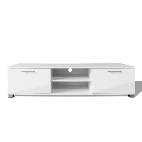 KKmoon Support TV à Haute Brillance Blanc Style Elégant 120 x 40,3 x 34,7 cm