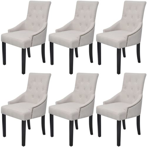 vidaXL Chaises pour salle à manger 6 pcs Polyester Crème