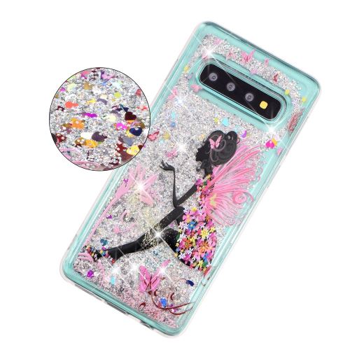 Coque en TPU Gel à paillettes motif pailleté pour sables mouvants fée des fleurs pour votre Samsung Galaxy S10