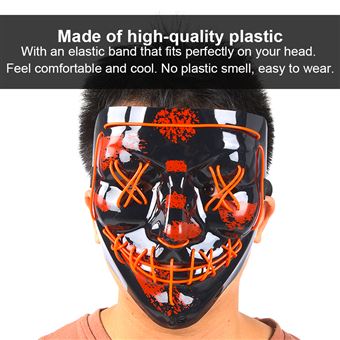 Masque Punk Rouge Avec Lumières LED - Pour Cosplay, Halloween, Festivals, Accessoire Déguisement Homme - 14