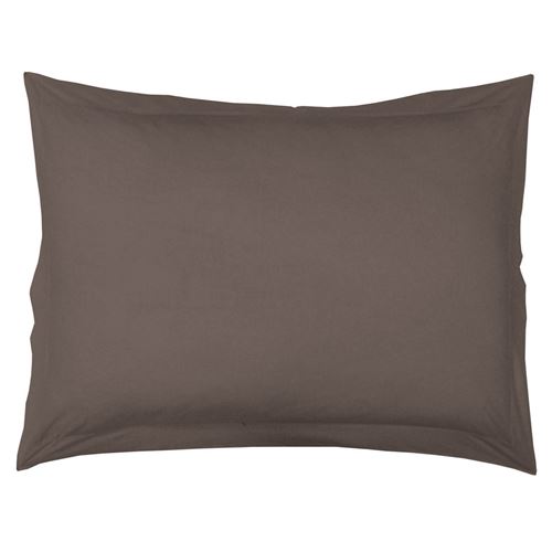 Taie d'oreiller volant plat 50 x 70 cm uni 57 fils lina + point bourdon Noisette