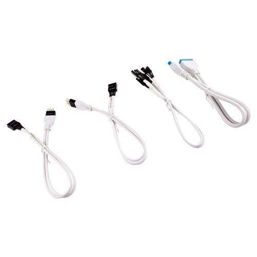 corsair corsair premium sleeved frontpanel kabel verlängerungskit, weiß noir
