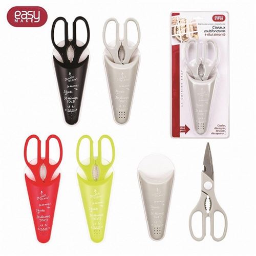 Ciseaux Multifonction Avec Socle Aimante 6 En 1 Casse Noix Decapsuleur Ustensile Cuisine