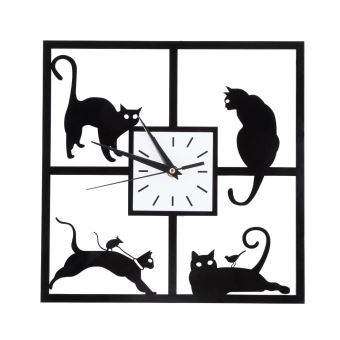6 96 Sur Horloge Murale Noir Chat Simple Style Chaton Mignon Creatif Animal Pour Home Office Cafe Hotel Restaurant Reveil Achat Prix Fnac