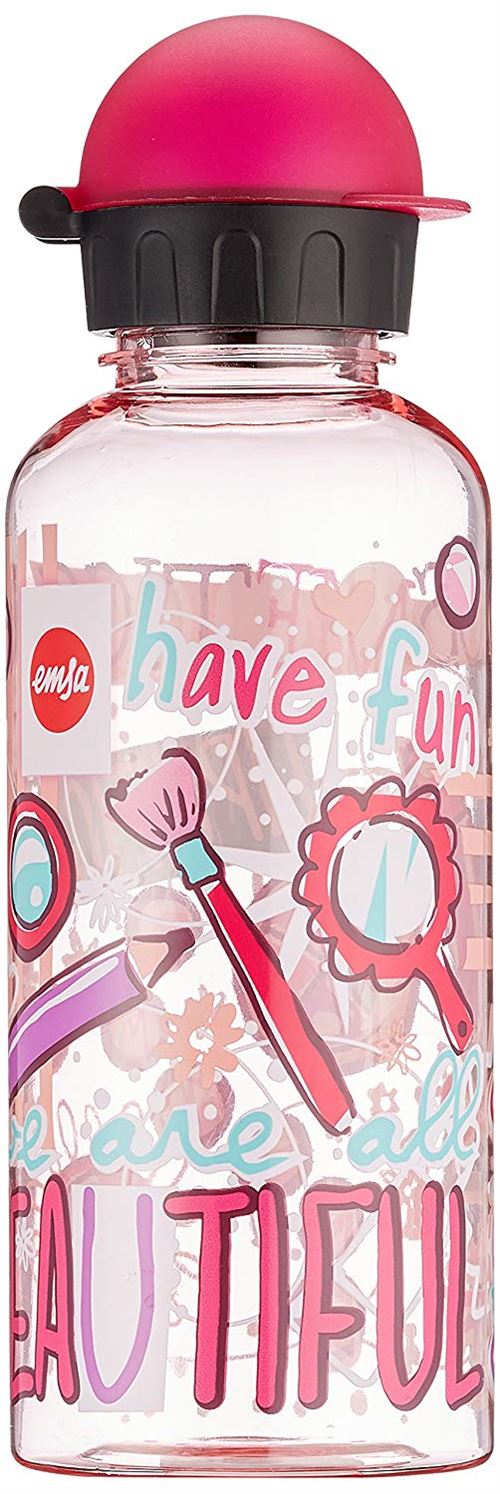 Emsa Gourde, Pour Enfants, 600 ml, Bouchon de Sécurité, Teens Beauty, Tritan, 518134