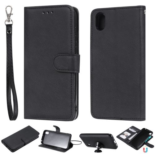 Etui en PU détachable magnétique 2 en 1 avec support noir pour votre Huawei Honor 8S/Y5 (2019)