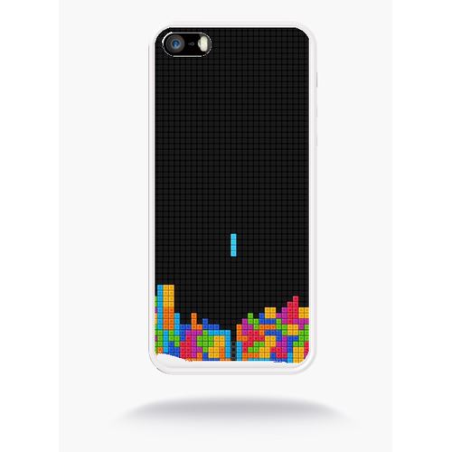 Coque Tetris Black Compatible Apple Iphone Se Silicone Blanc Mat