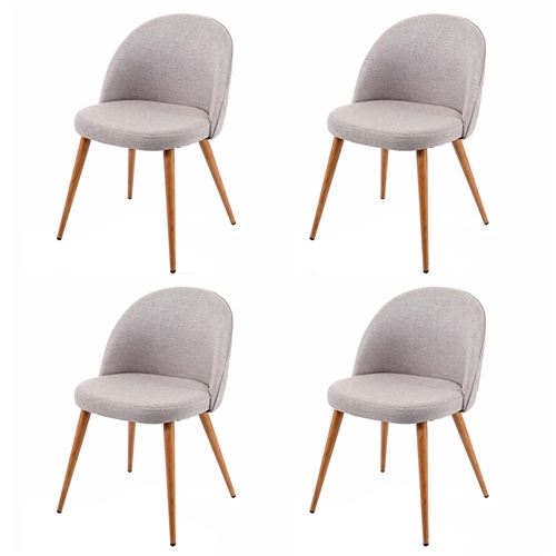 4x chaise de salle à manger MENDLER HWC-D53 en tissu gris clair
