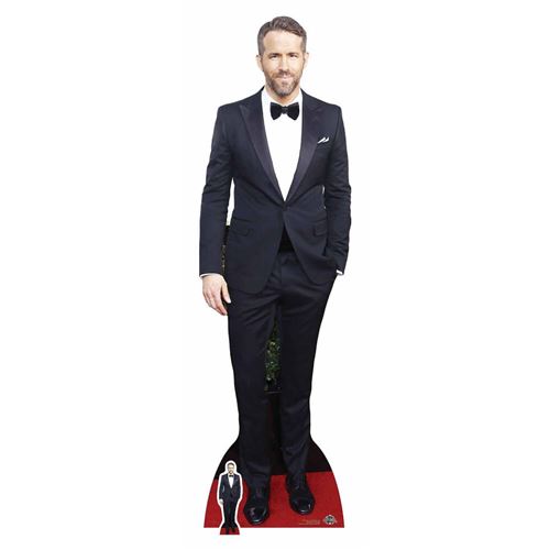 Figurine en carton taille reelle Costume Ryan Reynolds Noir et Blanc (Noeud Papillon) 188cm