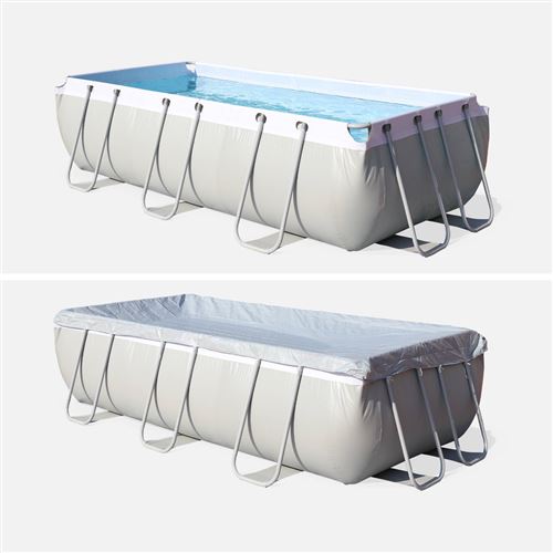 Kit Grande Piscine Tubulaire Topaze 8m² Grise Piscine 4x2m