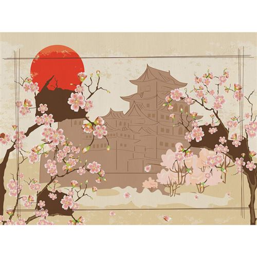 AG ART Papier peint mural intisse cerisiers du japon en fleur 360x270 cm