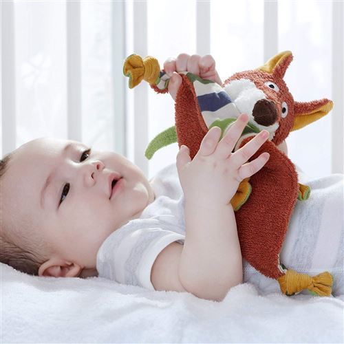 Sigikid Doudou Plat Forme Renard Fudallo Fox Pour Bebe Garcon Ecru Vert Bleu 26 Cm Animal En Peluche Achat Prix Fnac