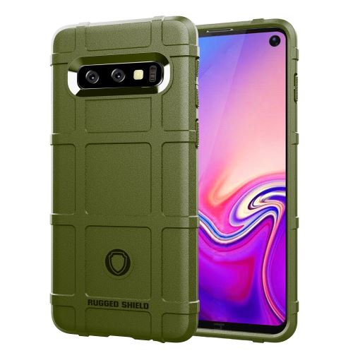 Coque en TPU grille carrée anti-chocs vert armé pour votre Samsung Galaxy S10