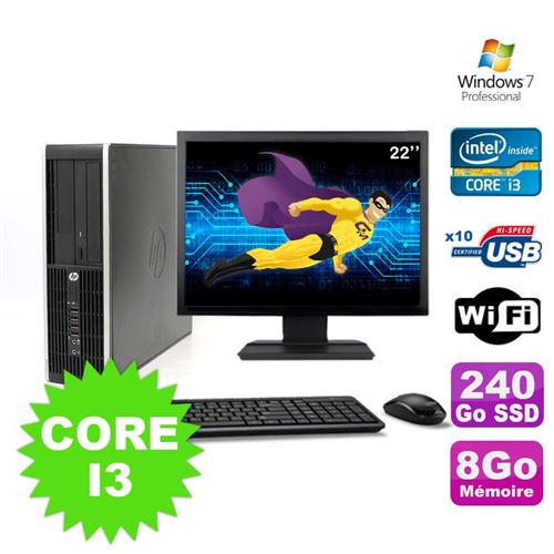 Pc hp compaq elite 8100 sff core i3-530 8go 240go ssd dvd wifi w7 ecran 22' État correct - Hewlett-Packard reconditionné disponible sur Fnac