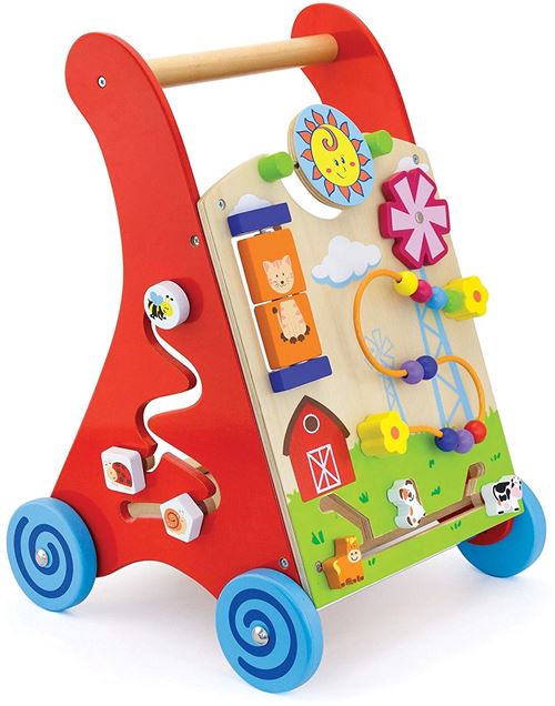 Viga Toys - 50950 - Jouet De Premier Age - Chariot À Pousser - Multi Activités - Rouge