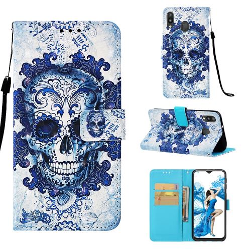 Etui en PU impression de motifs crâne fleuri pour votre Samsung Galaxy M20