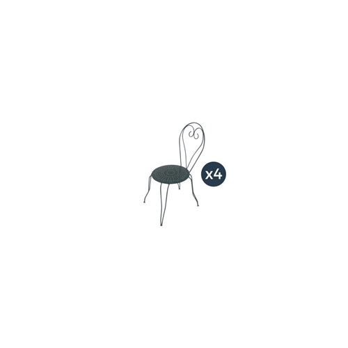 Lot De 4 Chaises De Jardin Romantique Empilable En Fer Forge - Vert/gris