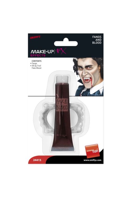 Tube de sang 28 ml avec dentier vampire