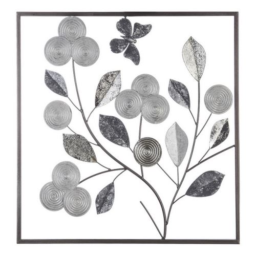 HOMEMANIA Décoration de la Paroi Murale - Art Mural Floral - pour Salon, Chambre - Multicolore en Métal, 50 x 3 x 50 cm