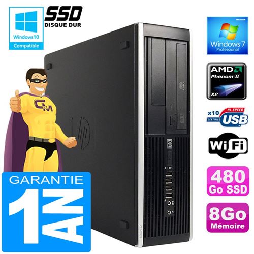 PC HP Compaq 6005 Pro Sff Amd Phenom II Ram 8Go Disque 480 Go SSD WiFi W7