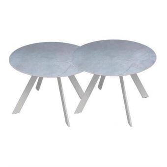 5 05 Sur Lot De 2 Tables Rondes Base En Metal Avec Plateau En Gres